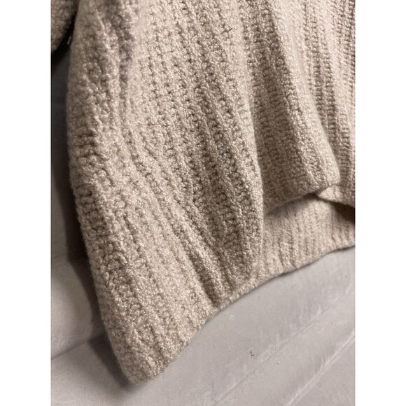Vince Women Medium Sweater V Neck Chunky Knit Neutral Textured Cashmere Beige - Picture 7 of 9
